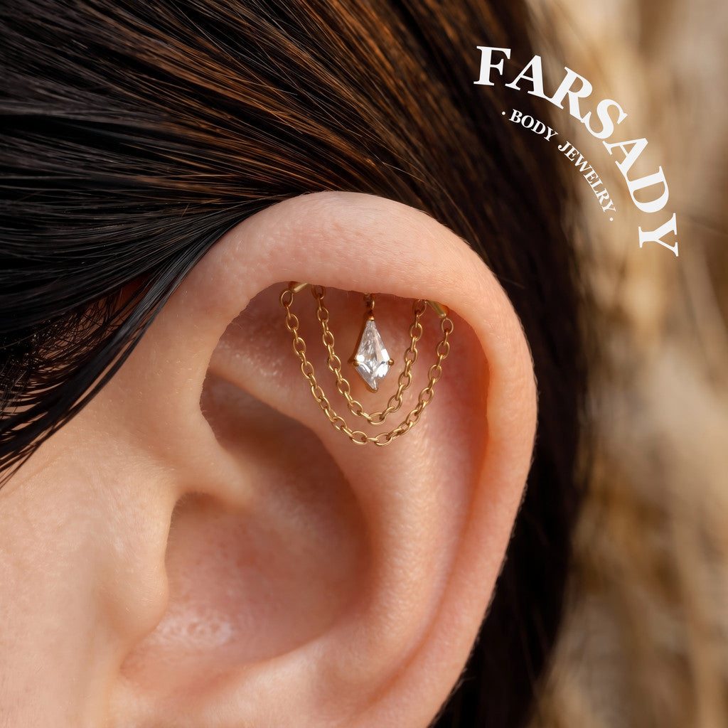Mid Glint - F136 Titanium Threadless Stud / Fits Cartilage Helix Tragus Lobe Earring