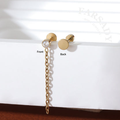Chain Glint - F136 Titanium Internally Threaded Stud / Fits Cartilage Helix Tragus Lobe Piercing
