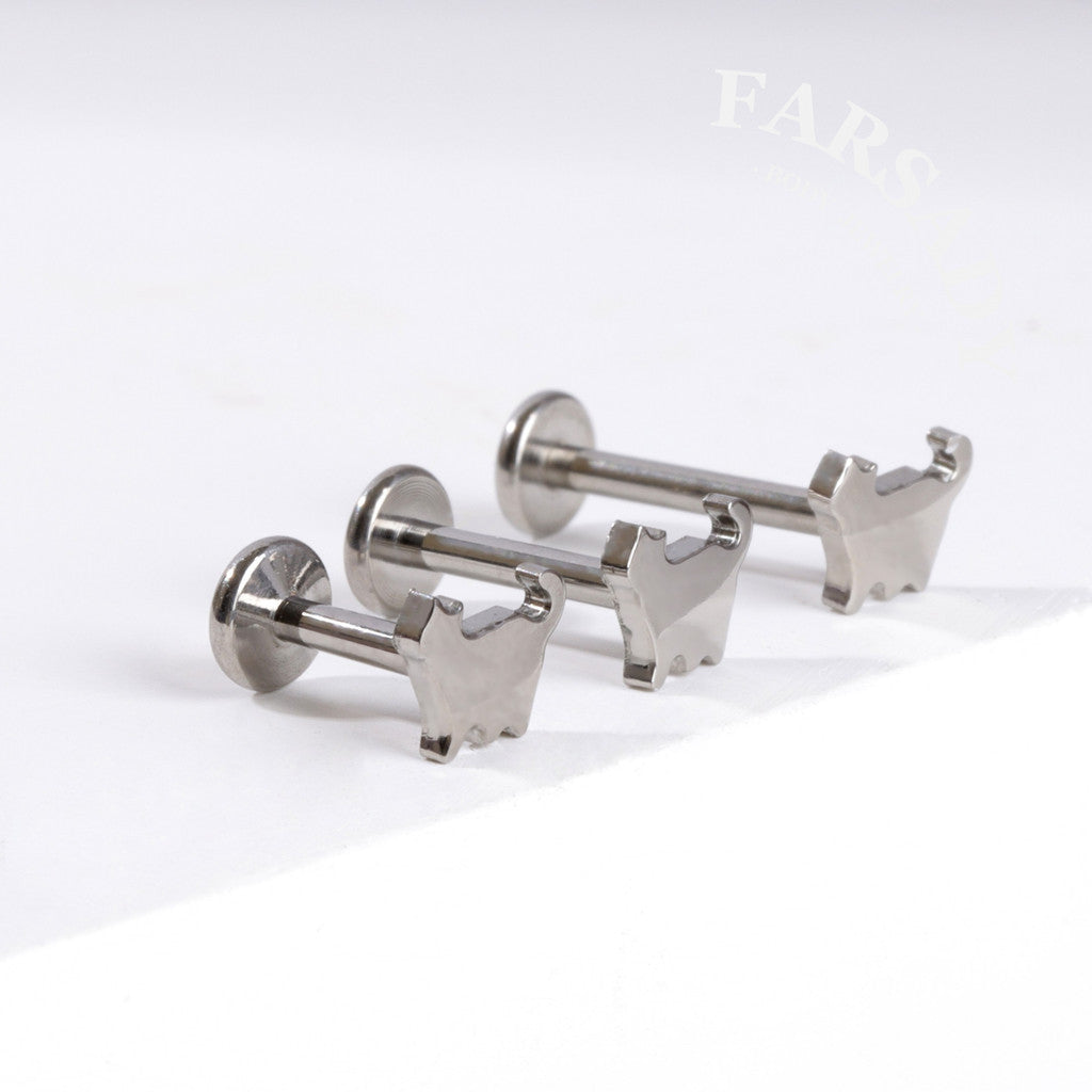 Shadow Kitty - F136 Titanium Internally Threaded Stud / Fits Cartilage Helix Tragus Lobe Nostril Piercing