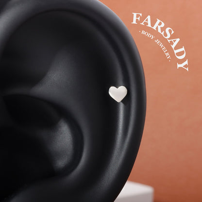 Mute Heart - F136 Titanium Internally Threaded Stud / Fits Cartilage Helix Tragus Lobe Nostril Piercing