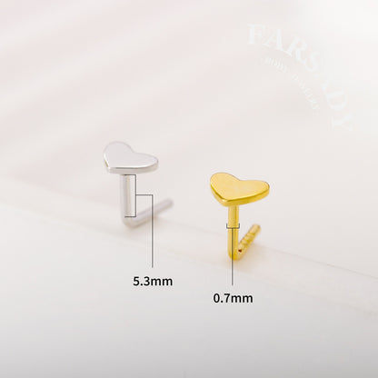 Plain Golden Beat - 925 Silver L-Shape Nose Stud / Fit 18G 20G Nose Ring