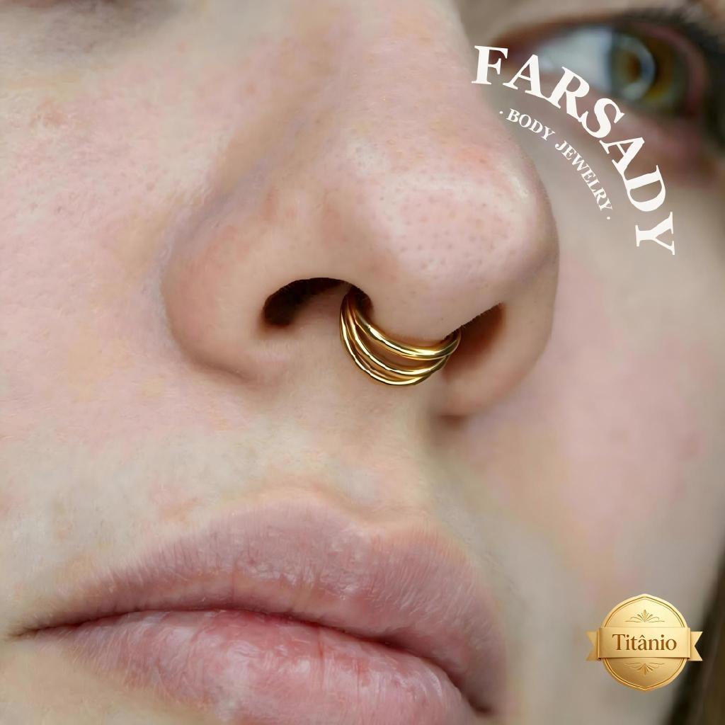 Triple Loop - ASTM F136 Titanium Hinged Clicker Hoop / Fits 16G Septum Ring Helix Conch Cartilage Earring / Waterproof Segment Piercing, Hypoallergenic Jewelry for Sensitive Skin