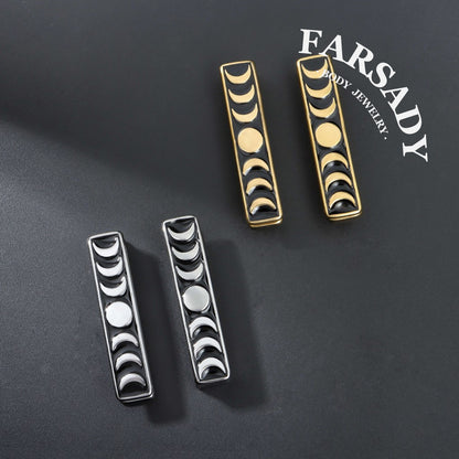 Moon Phase Ear Weights 0G 7mm Silvery Steel Ear Hanger Ear Stretched Jewelry Weighted Dangle Lobe Weights Piercing Ear Plug Gauges Ear Expander Fashion Body Jewelry