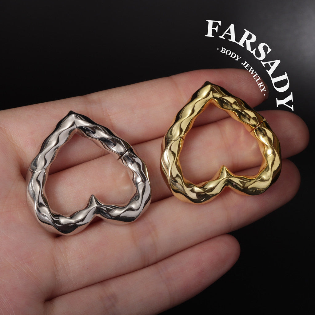 Spiral Heart - 316L Magnetic Hinged Ear Weights / Fits 3G 2G Stretched Ear Lobes Tunnels Plugs