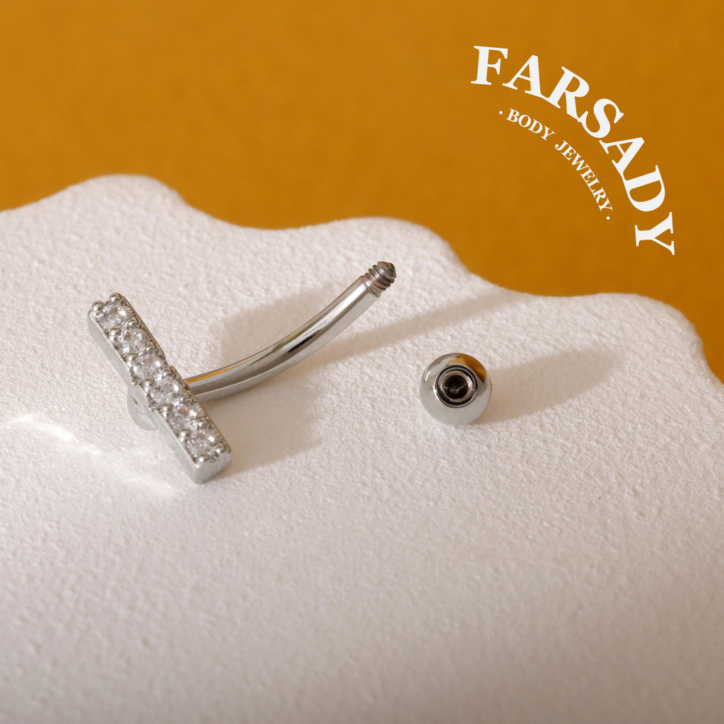 Linear Star Trail - 316L Clear CZ Curved Barbell / Fits 16G Rook Daith Earring Lip Eyebrow Cartilage Piercing