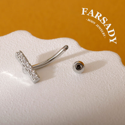 Linear Star Trail - 316L Clear CZ Curved Barbell / Fits 16G Rook Daith Earring Lip Eyebrow Cartilage Piercing