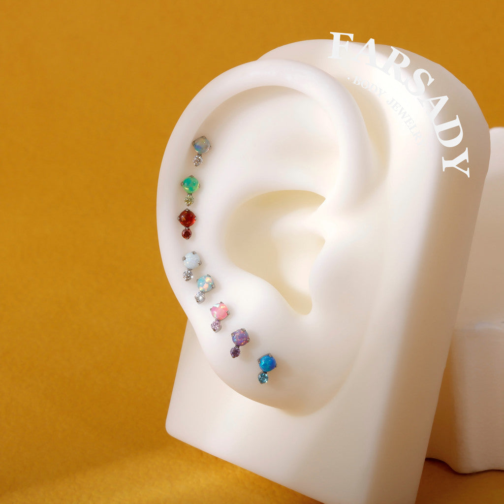Orbis Opalis - F136 Titanium Colorful Opal Replacement Tops / Fits Internal Thread Ear Studs