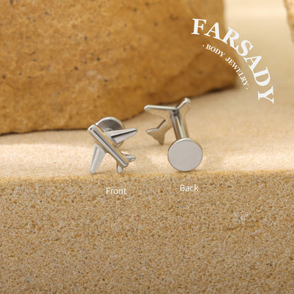 Sky Drift - F136 Titanium Internally Threaded Stud / Fits Cartilage Helix Tragus Lobe Nostril Piercing