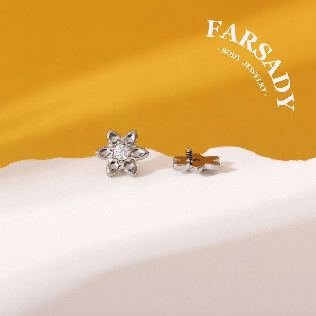 Petal Glow - F136 Titanium Internally Threaded Stud / Fits Cartilage Helix Tragus Lobe Nostril Piercing