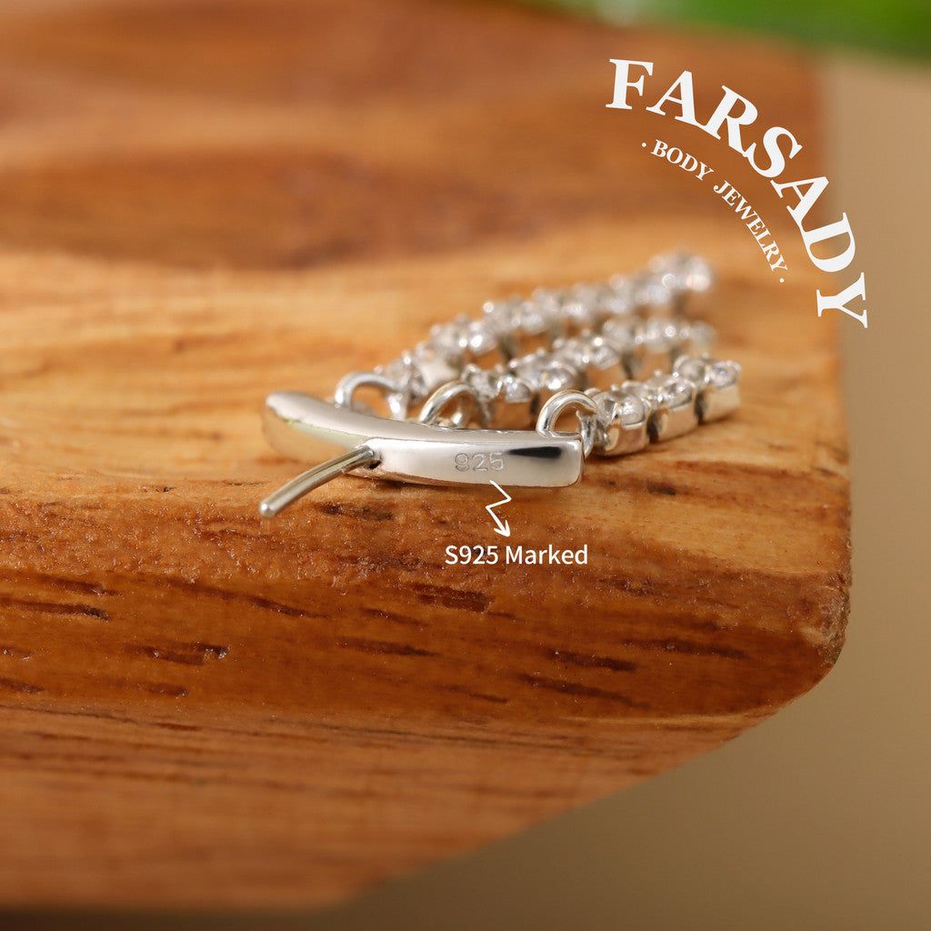 Triple Lumen Chain - Sterling Silver Push In Stud