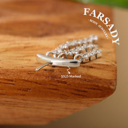 Triple Lumen Chain - Sterling Silver Push In Stud