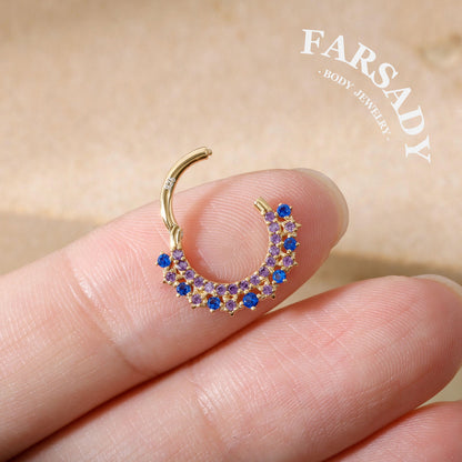 16G S925 Star sea Septum Ring, 16G Celestial Daith Hoop Earring, Sterling Silver Septum Clicker, Helix Ring Gold, Star Septum Piercing Jewelry | Sparkling Daily Wear with Gift Box