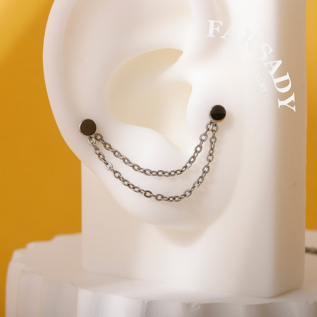 Minimalist Titanium Double Chain Charm for Helix Tragus Conch Earrings | DIY Earring Accessory in Multiple Sizes