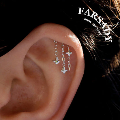 Butterfly Arch - 925 Silver Threadless Stud / Fits Cartilage Helix Tragus Lobe Earring