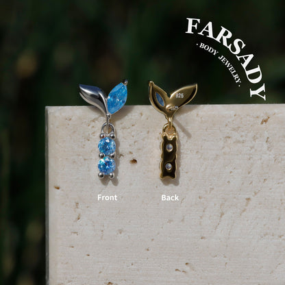 Azure Sprout - 925 Silver Threadless Stud / Fits Cartilage Helix Tragus Lobe Earring