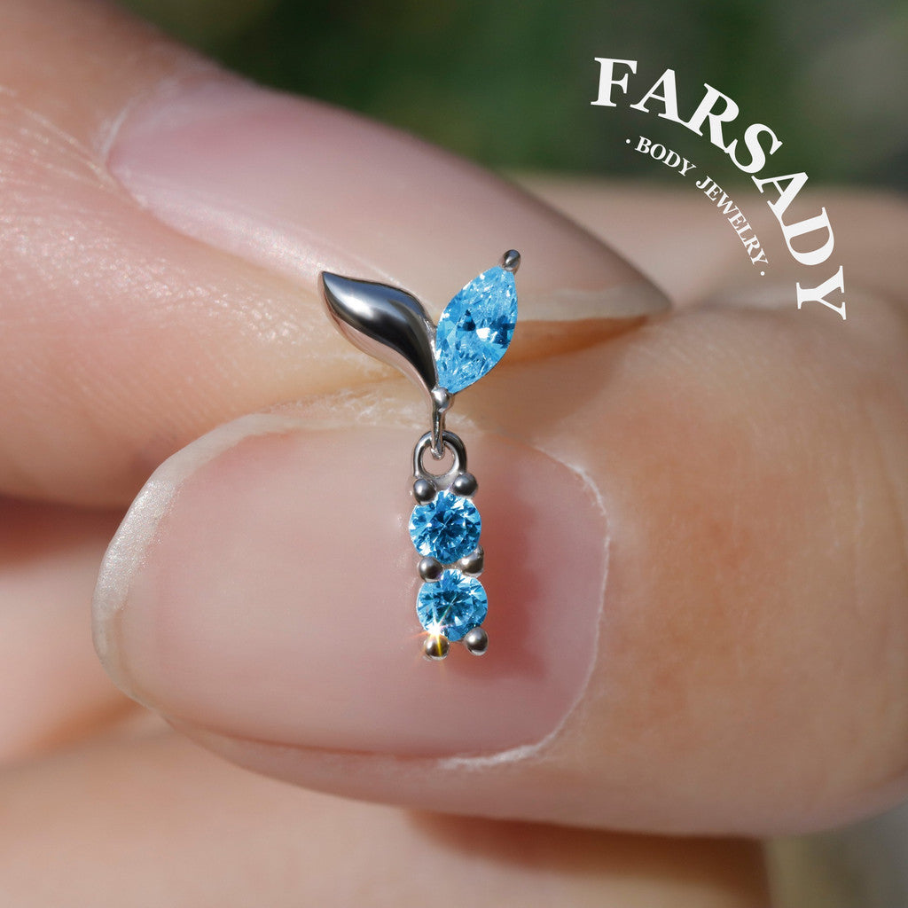 Azure Sprout - 925 Silver Threadless Stud / Fits Cartilage Helix Tragus Lobe Earring