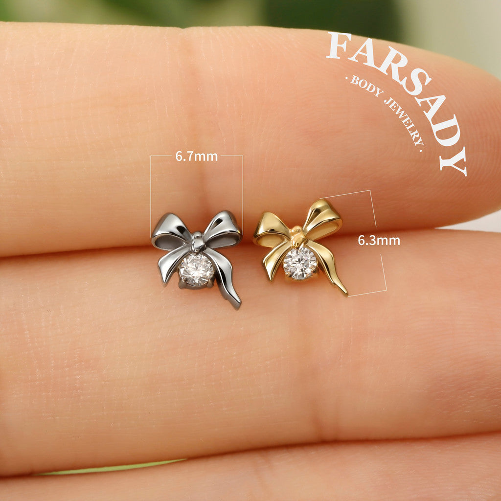 Glow Ribbon - F136 Titanium Internally Threaded Stud / Fits Cartilage Helix Tragus Lobe Nostril Piercing
