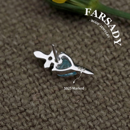 Blue Edge - 925 Silver Threadless Stud / Fits Cartilage Helix Tragus Lobe Earring