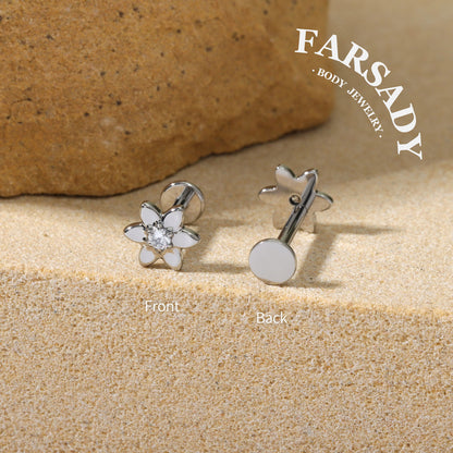 Petal Glow - F136 Titanium Internally Threaded Stud / Fits Cartilage Helix Tragus Lobe Nostril Piercing