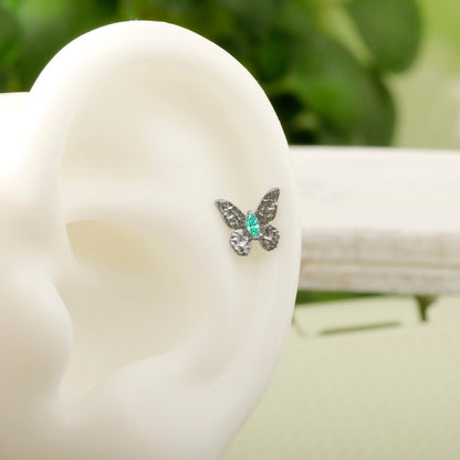 Jade Moth - F136 Titanium Internally Threaded Stud / Fits Cartilage Helix Tragus Lobe Nostril Piercing