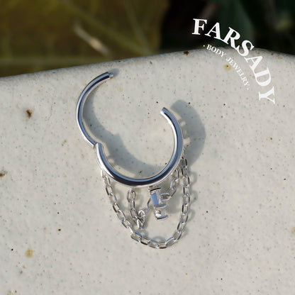 Dew Drape - 925 Silver CZ Hinged Clicker Hoop / Fits 16G Helix Conch Earring / , Hypoallergenic Jewelry