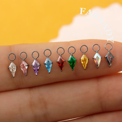 Arrow Prism - F136 Titanium Colorful CZ Dangle Charm / Interchangeable Hoop Earring Pendant for Helix Daith Cartilage Piercing