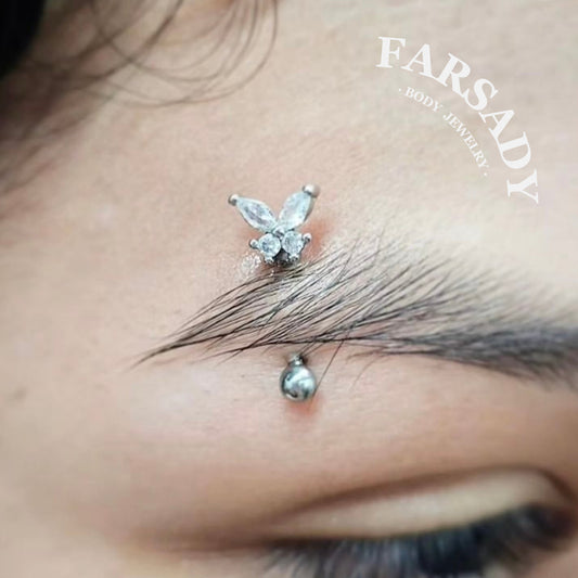 Crystal Flutter - 316L Clear CZ Curved Barbell / Fits 16G Rook Daith Earring Lip Eyebrow Cartilage Piercing