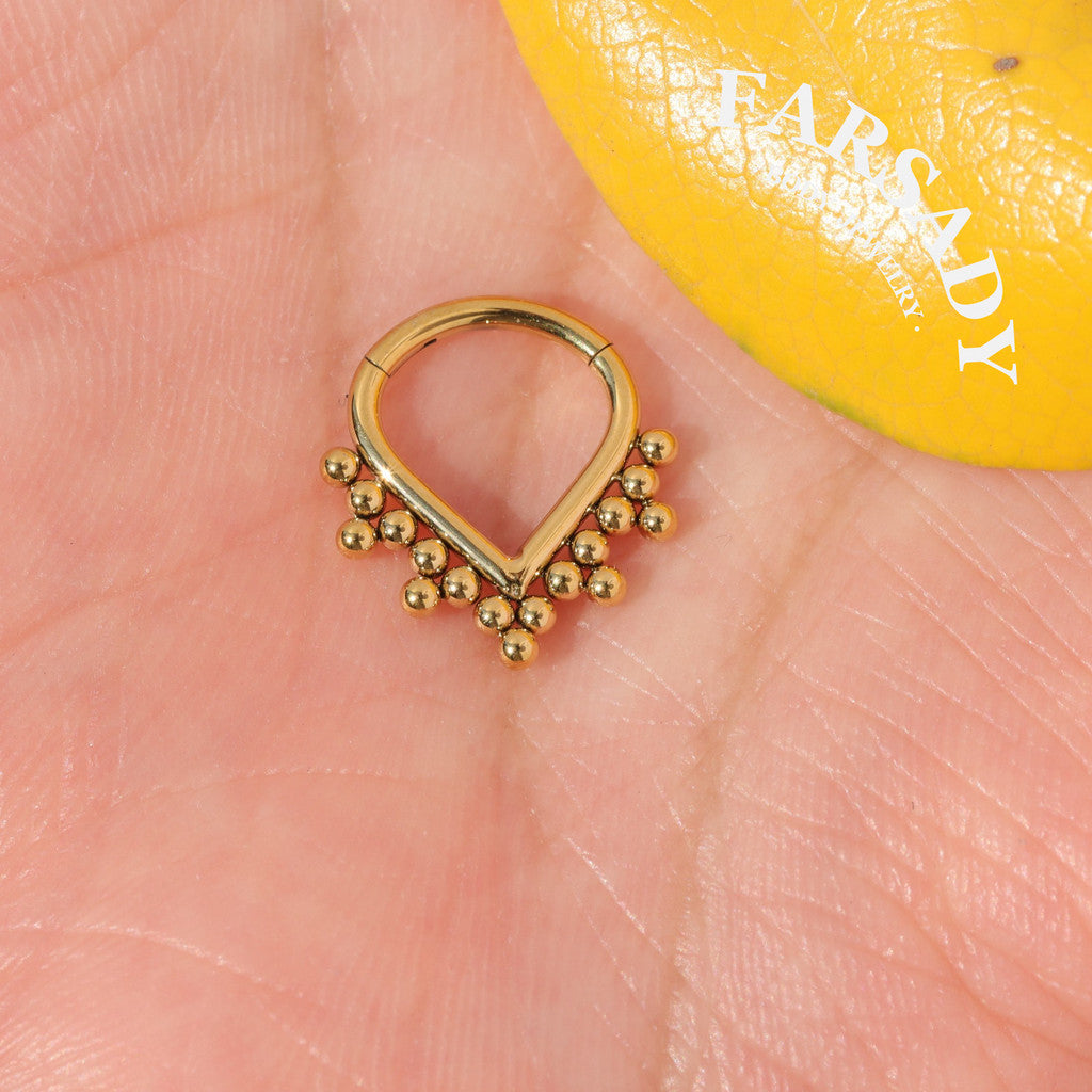 Bead Teardrop - ASTM F136 Titanium Hinged Clicker Hoop / Fits 16G Septum Ring Helix Conch Cartilage Earring
