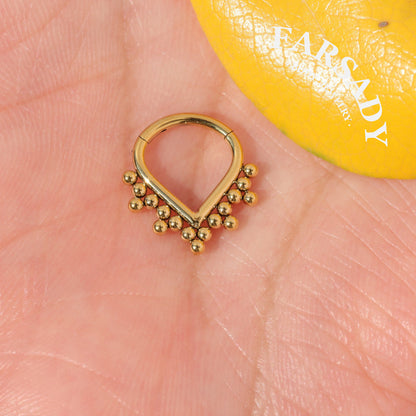 Bead Teardrop - ASTM F136 Titanium Hinged Clicker Hoop / Fits 16G Septum Ring Helix Conch Cartilage Earring
