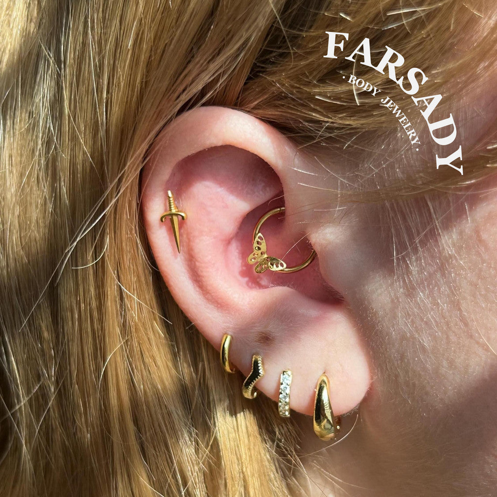 Wing Vein - ASTM F136 Titanium Hinged Clicker Hoop / Fits 16G Septum Ring Helix Conch Cartilage Earring