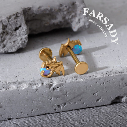 Aqua Wyrm - F136 Titanium Internally Threaded Stud / Fits Cartilage Helix Tragus Lobe Nostril Piercing