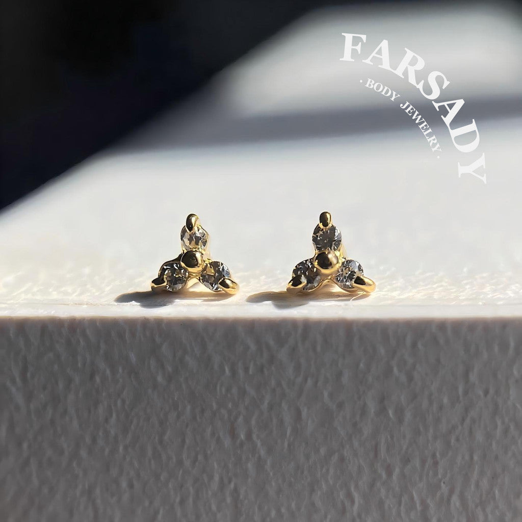 Trine Spark - F136 Titanium Internally Threaded Stud / Fits Cartilage Helix Tragus Lobe Nostril Piercing