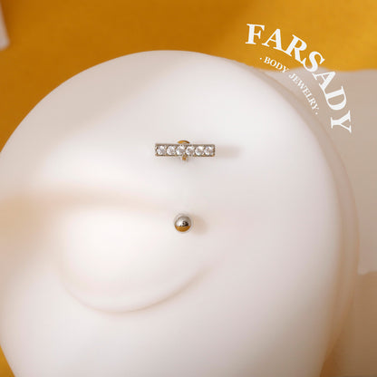 Linear Star Trail - 316L Clear CZ Curved Barbell / Fits 16G Rook Daith Earring Lip Eyebrow Cartilage Piercing