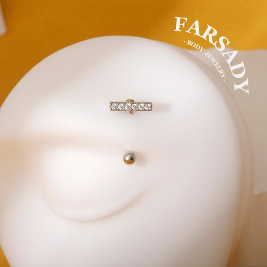 Linear Star Trail - 316L Clear CZ Curved Barbell / Fits 16G Rook Daith Earring Lip Eyebrow Cartilage Piercing