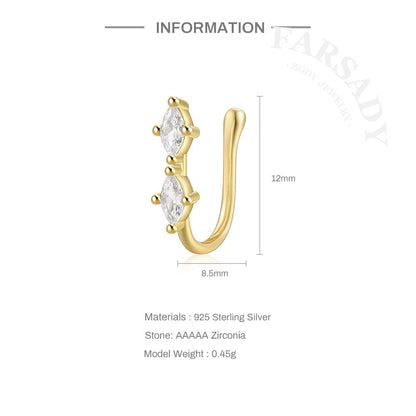 Mixed Shape CZ - 925 Silver Fake Nose Ring / Fit Non-Pierced Nose Ring