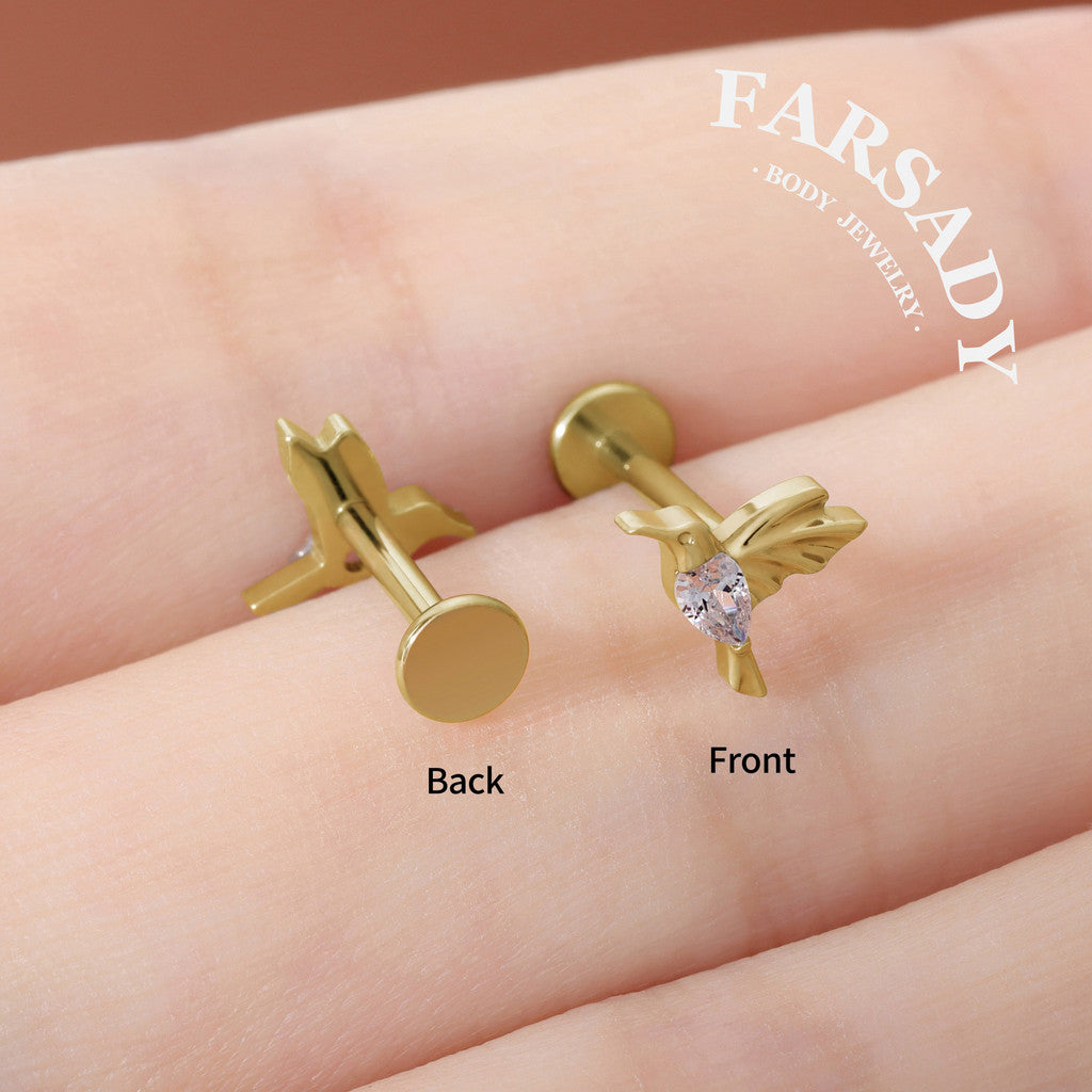 Gilded Hover - F136 Titanium Internally Threaded Stud / Fits Cartilage Helix Tragus Lobe Nostril Piercing