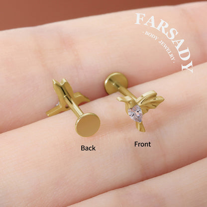 Gilded Hover - F136 Titanium Internally Threaded Stud / Fits Cartilage Helix Tragus Lobe Nostril Piercing