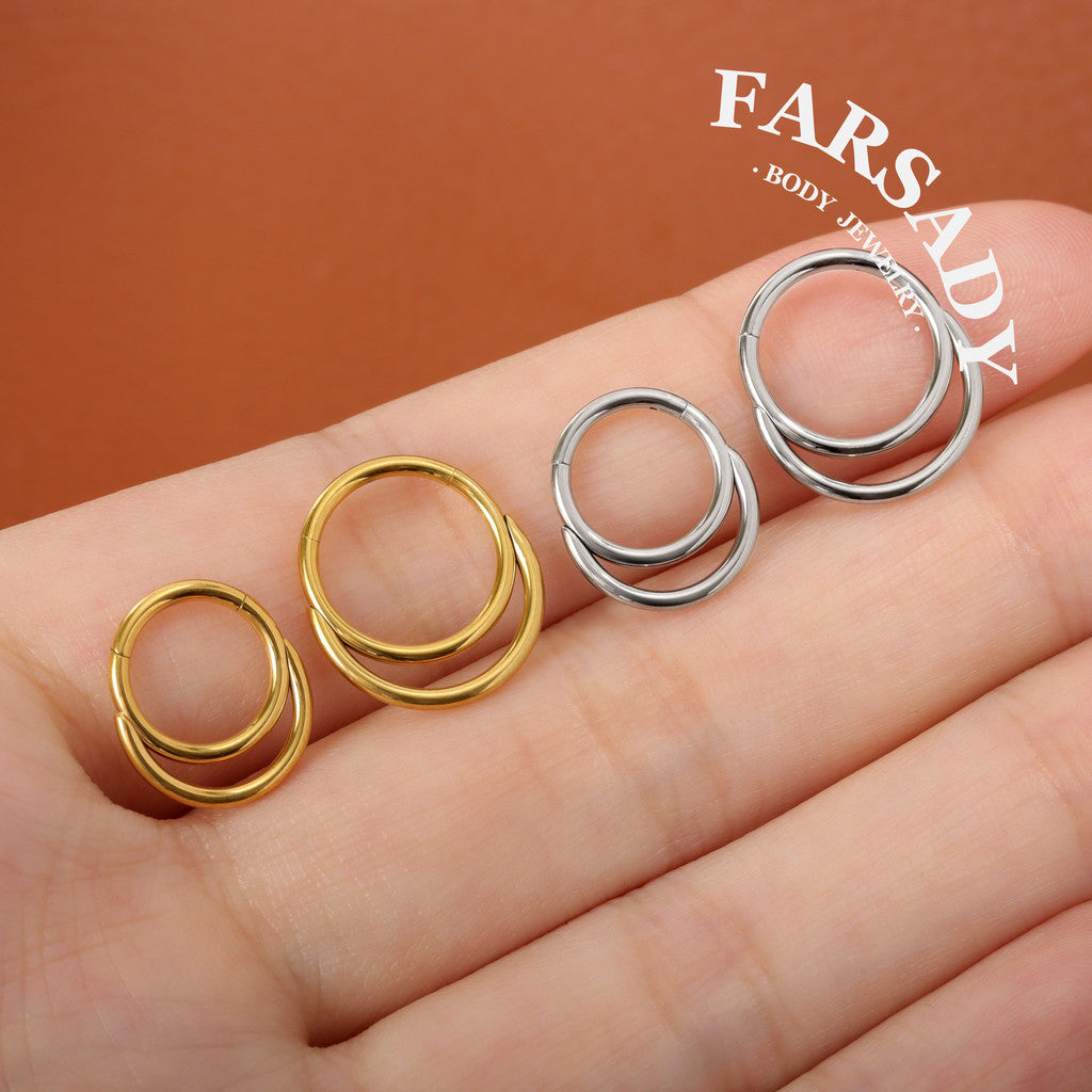 Twin Loop - ASTM F136 Titanium Hinged Clicker Hoop / Fits 16G Septum Ring Helix Conch Cartilage Earring