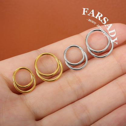 Twin Loop - ASTM F136 Titanium Hinged Clicker Hoop / Fits 16G Septum Ring Helix Conch Cartilage Earring