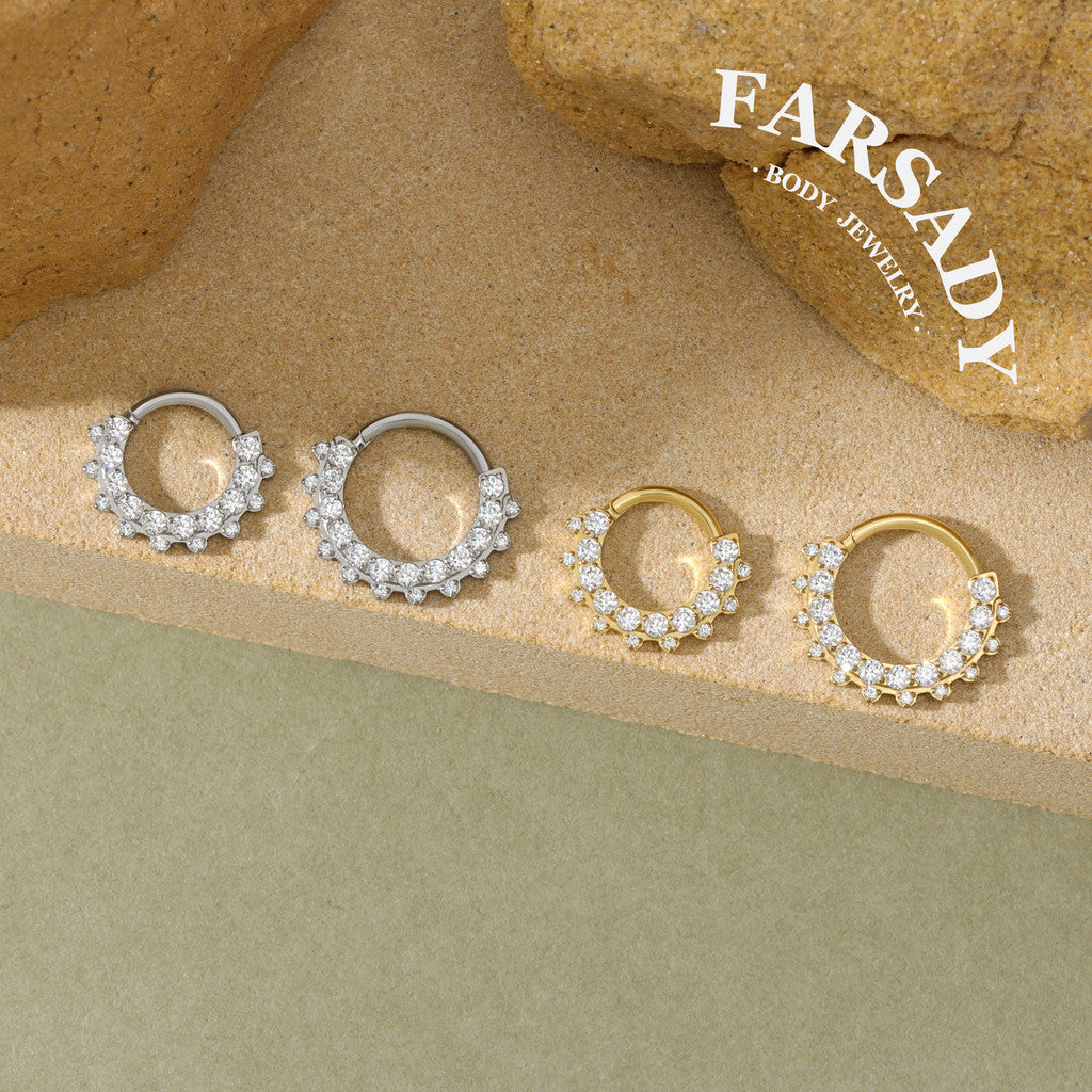 Star Wreath - ASTM F136 Titanium Hinged Clicker Hoop / Fits 16G Septum Ring Helix Conch Cartilage Earring