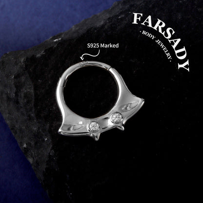 Soft Manta - Sterling Silver Hinged Clicker Hoop / Fits 16G Septum Ring Helix Conch Daith Earring