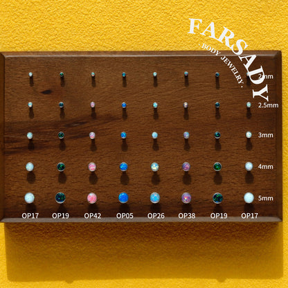 Gradient Color Opal - F136 Titanium Colorful Opal Replacement Tops / Fits Threadless Ear Studs