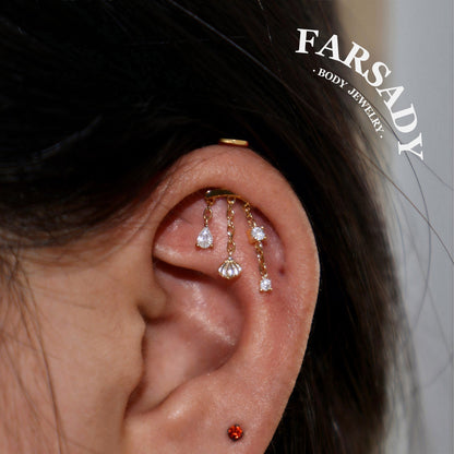 Lunar Shell - Sterling Silver Push In Stud