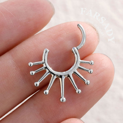 Ray Halo - 316L Hinged Clicker Hoop / Fits 16G Septum Ring Helix Conch Cartilage Earring