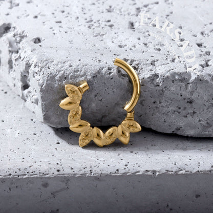 Seed Wreath - F136 Titanium Hinged Clicker Hoop / Fits 16G Septum Ring Helix Conch Cartilage Earring