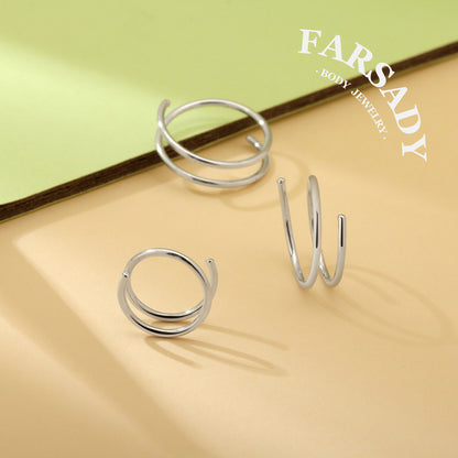 Double Wire - 925 Silver Spiral Hoop / Fit 20G Nose Ring Helix Earlobe Conch Earring