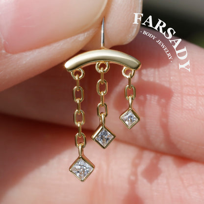 Trine Cube Glow - Sterling Silver Push In Stud