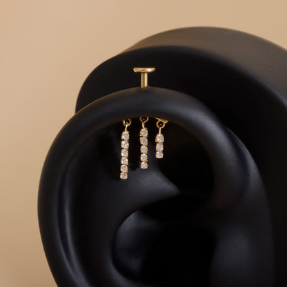 Triple Lumen Chain - Sterling Silver Push In Stud