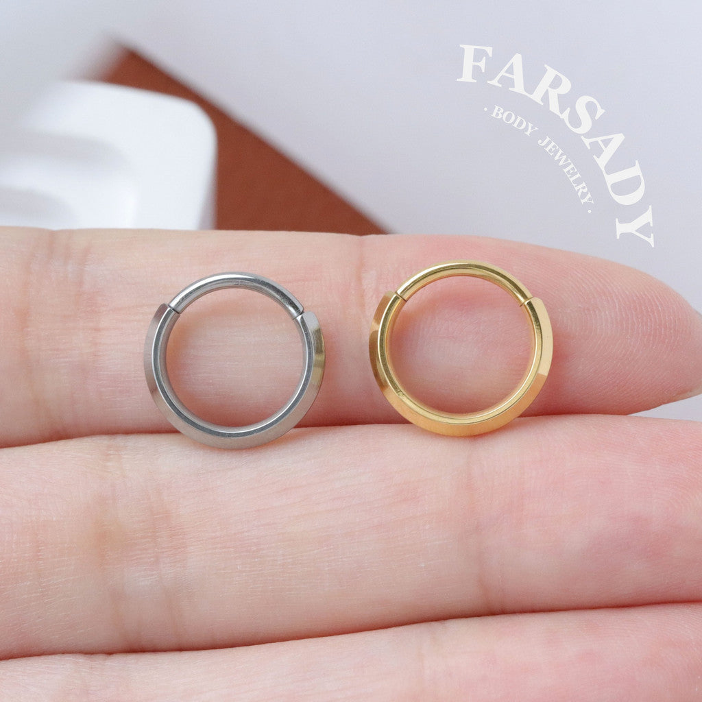 16G Titanium Bevel Angle Septum Hoop | Minimalist Piercing Jewelry for Helix, Conch, Daith, Rook, Tragus | Elegant Earring Daily Wear with Gift Box