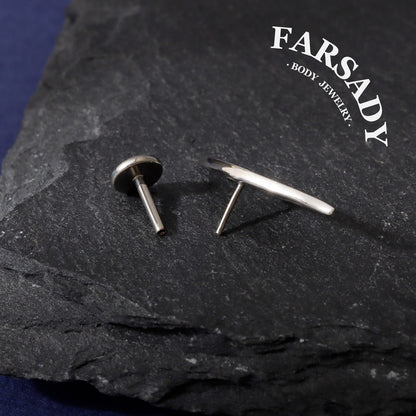 S925 Celestial Goth Threadless Stud Earring| Titanium Push In Flat Back| Conch Piercing Jewelry Original Design Hypoallergenic Ear Piercing